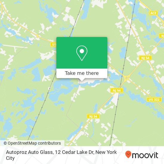 Mapa de Autoproz Auto Glass, 12 Cedar Lake Dr