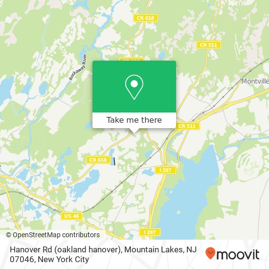 Mapa de Hanover Rd (oakland hanover), Mountain Lakes, NJ 07046