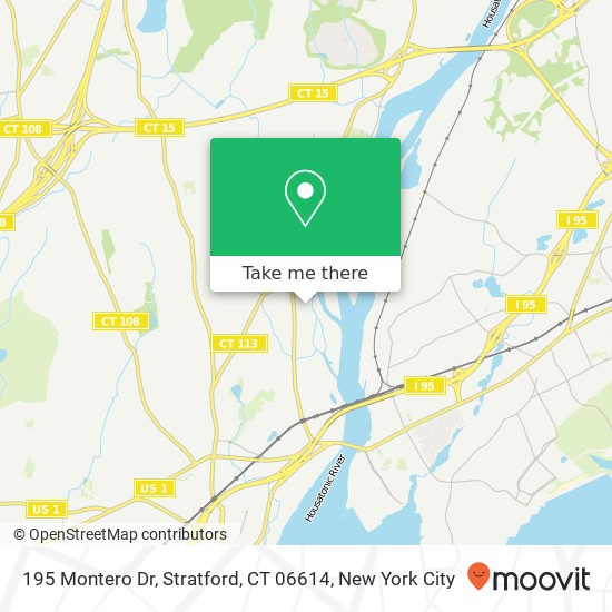 Mapa de 195 Montero Dr, Stratford, CT 06614