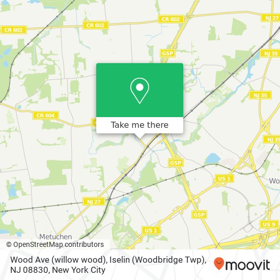 Wood Ave (willow wood), Iselin (Woodbridge Twp), NJ 08830 map
