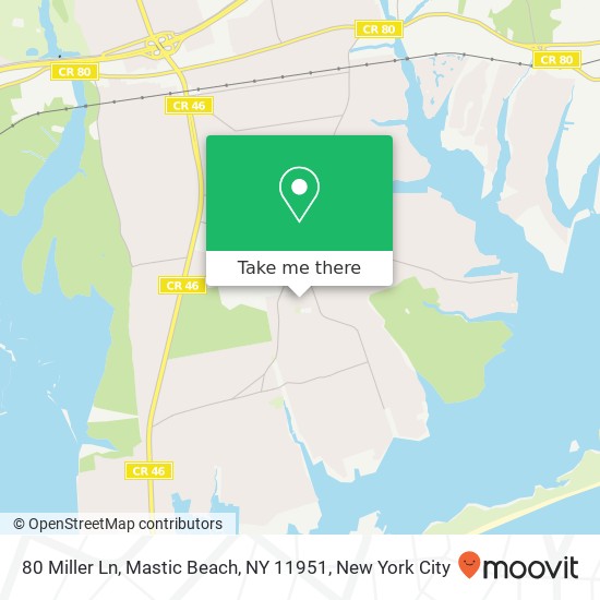 80 Miller Ln, Mastic Beach, NY 11951 map