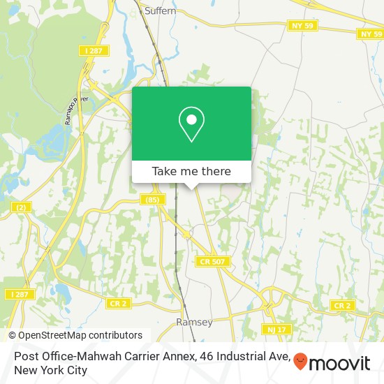 Mapa de Post Office-Mahwah Carrier Annex, 46 Industrial Ave