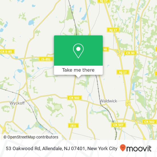 Mapa de 53 Oakwood Rd, Allendale, NJ 07401
