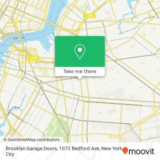 Mapa de Brooklyn Garage Doors, 1072 Bedford Ave