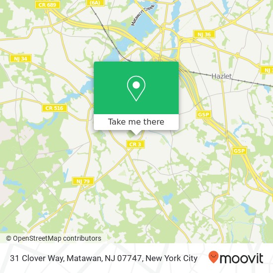 Mapa de 31 Clover Way, Matawan, NJ 07747
