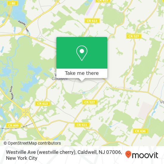 Mapa de Westville Ave (westville cherry), Caldwell, NJ 07006