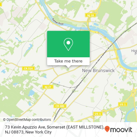 Mapa de 73 Kevin Apuzzio Ave, Somerset (EAST MILLSTONE), NJ 08873