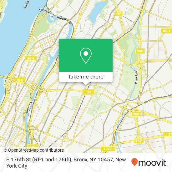 Mapa de E 176th St (RT-1 and 176th), Bronx, NY 10457
