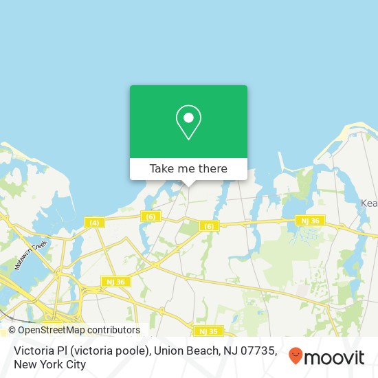 Mapa de Victoria Pl (victoria poole), Union Beach, NJ 07735