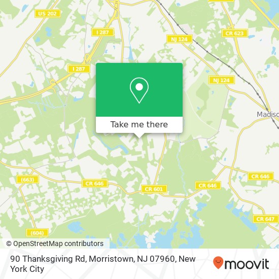 Mapa de 90 Thanksgiving Rd, Morristown, NJ 07960