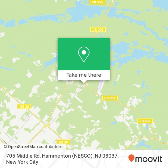 Mapa de 705 Middle Rd, Hammonton (NESCO), NJ 08037