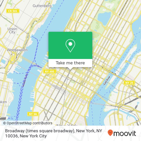 Mapa de Broadway (times square broadway), New York, NY 10036