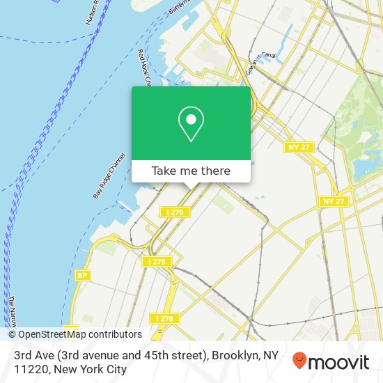 Mapa de 3rd Ave (3rd avenue and 45th street), Brooklyn, NY 11220