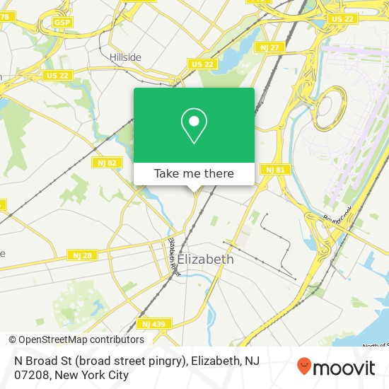 Mapa de N Broad St (broad street pingry), Elizabeth, NJ 07208