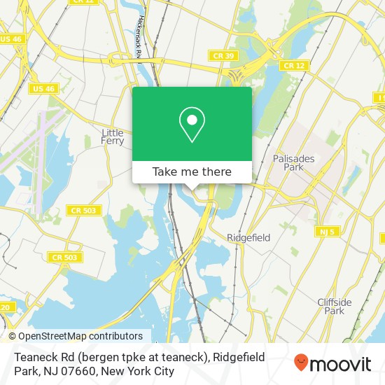 Mapa de Teaneck Rd (bergen tpke at teaneck), Ridgefield Park, NJ 07660
