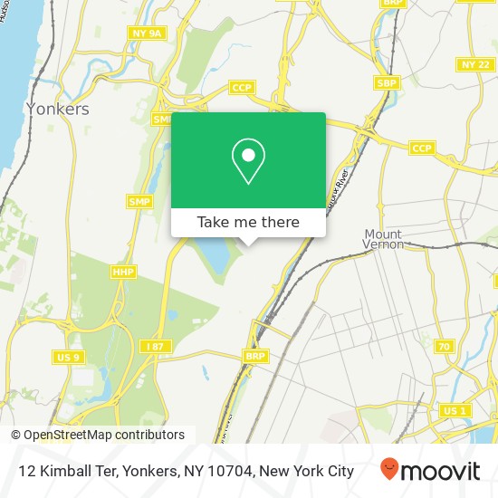 Mapa de 12 Kimball Ter, Yonkers, NY 10704