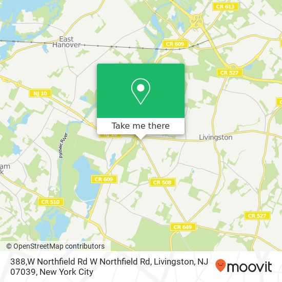 Mapa de 388,W Northfield Rd W Northfield Rd, Livingston, NJ 07039