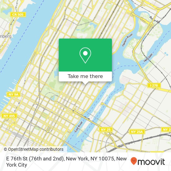 Mapa de E 76th St (76th and 2nd), New York, NY 10075