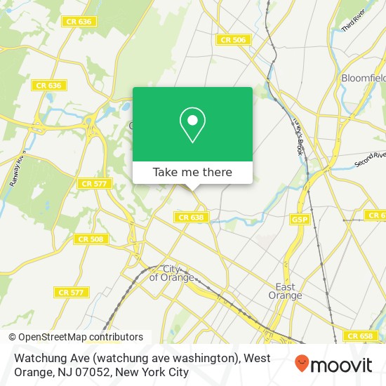 Watchung Ave (watchung ave washington), West Orange, NJ 07052 map