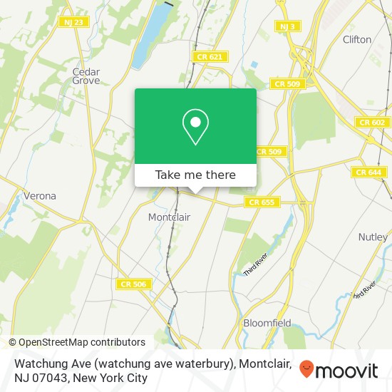 Watchung Ave (watchung ave waterbury), Montclair, NJ 07043 map