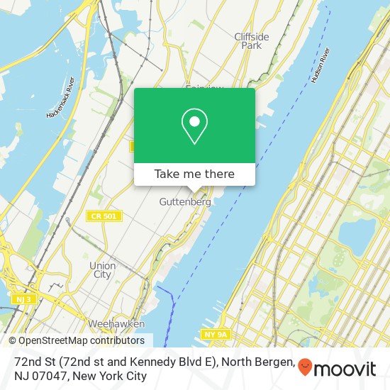 Mapa de 72nd St (72nd st and Kennedy Blvd E), North Bergen, NJ 07047
