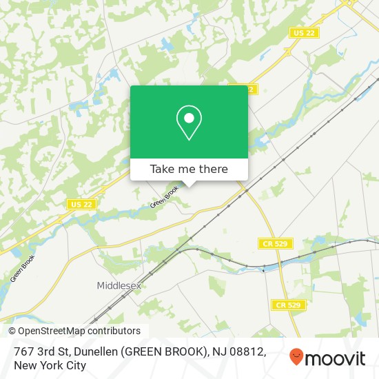 Mapa de 767 3rd St, Dunellen (GREEN BROOK), NJ 08812