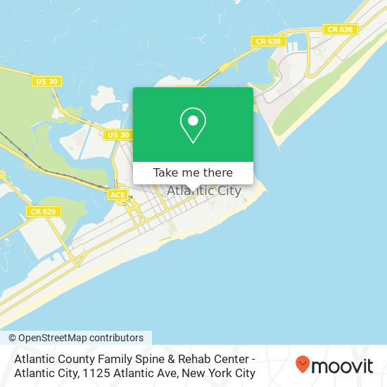 Atlantic County Family Spine & Rehab Center - Atlantic City, 1125 Atlantic Ave map