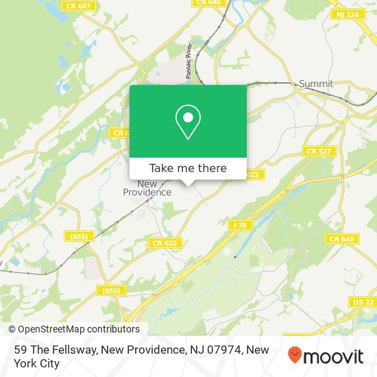 Mapa de 59 The Fellsway, New Providence, NJ 07974