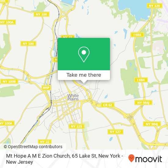 Mt Hope A M E Zion Church, 65 Lake St map