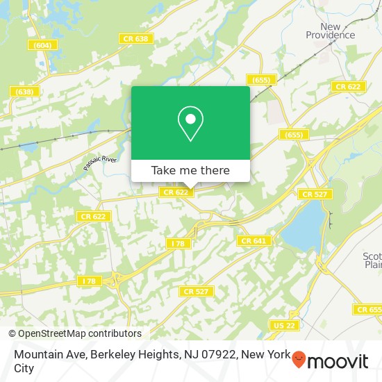 Mapa de Mountain Ave, Berkeley Heights, NJ 07922