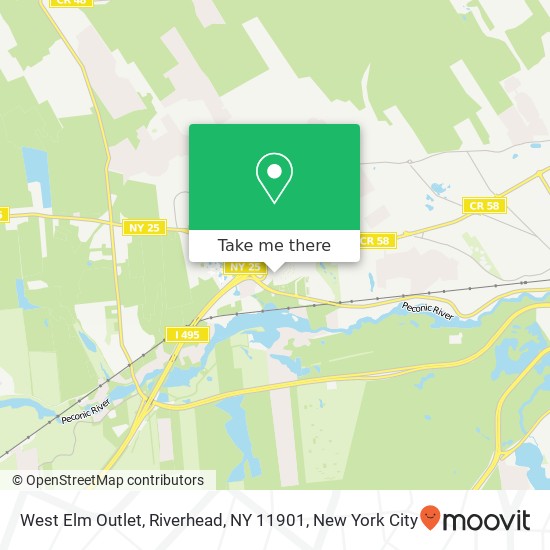 Mapa de West Elm Outlet, Riverhead, NY 11901