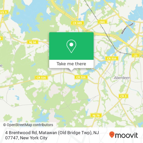 Mapa de 4 Brentwood Rd, Matawan (Old Bridge Twp), NJ 07747