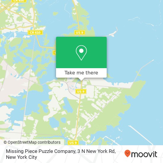 Missing Piece Puzzle Company, 3 N New York Rd map