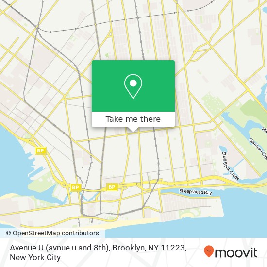 Mapa de Avenue U (avnue u and 8th), Brooklyn, NY 11223