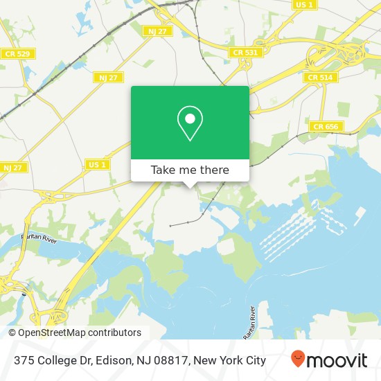 Mapa de 375 College Dr, Edison, NJ 08817