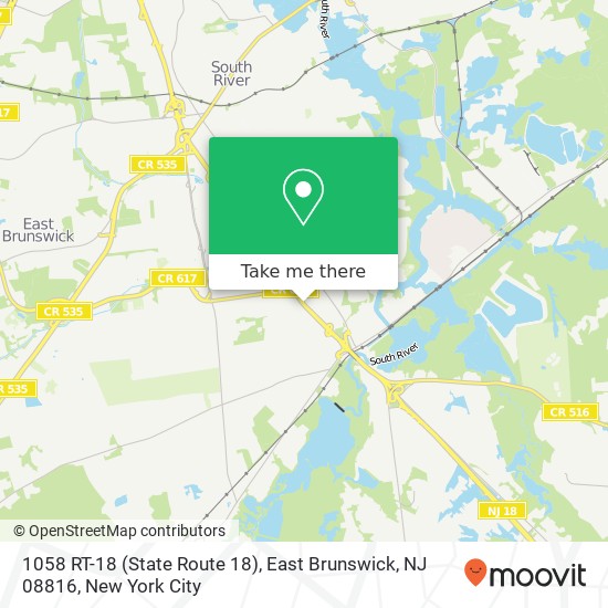 Mapa de 1058 RT-18 (State Route 18), East Brunswick, NJ 08816