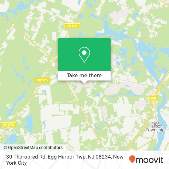 Mapa de 30 Thorobred Rd, Egg Harbor Twp, NJ 08234