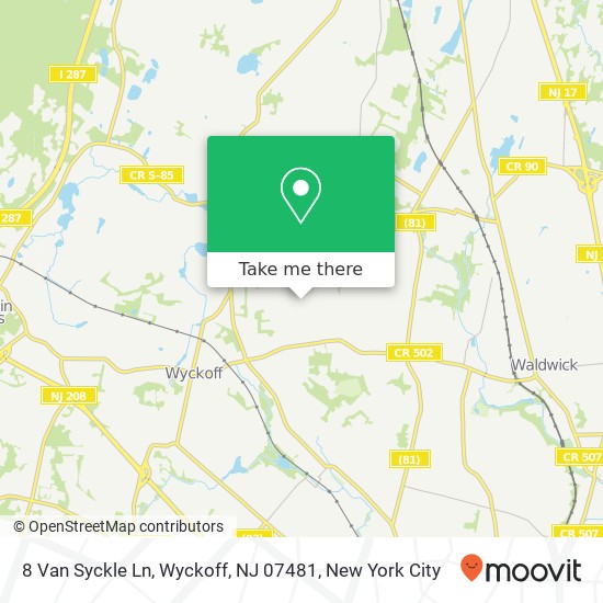 Mapa de 8 Van Syckle Ln, Wyckoff, NJ 07481