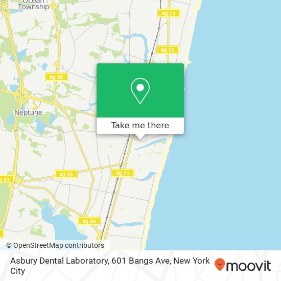 Mapa de Asbury Dental Laboratory, 601 Bangs Ave