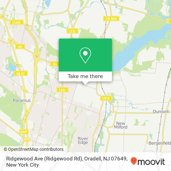 Ridgewood Ave (Ridgewood Rd), Oradell, NJ 07649 map