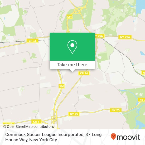 Mapa de Commack Soccer League Incorporated, 37 Long House Way