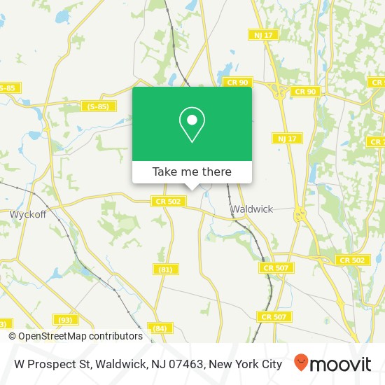 Mapa de W Prospect St, Waldwick, NJ 07463