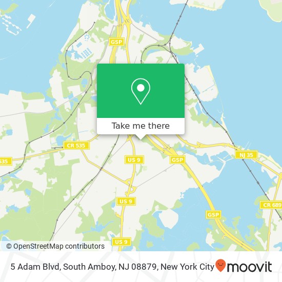 Mapa de 5 Adam Blvd, South Amboy, NJ 08879