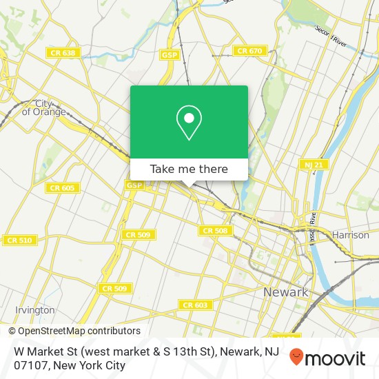 W Market St (west market & S 13th St), Newark, NJ 07107 map