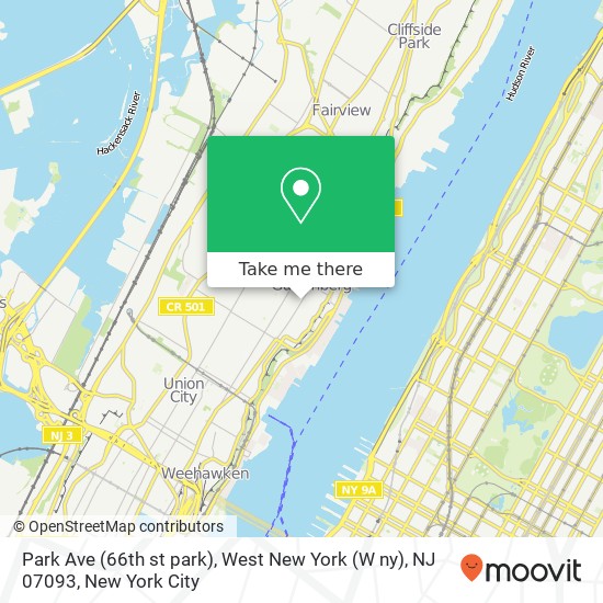 Mapa de Park Ave (66th st park), West New York (W ny), NJ 07093