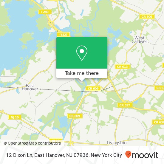 Mapa de 12 Dixon Ln, East Hanover, NJ 07936