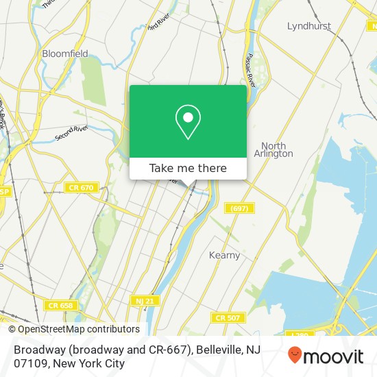 Mapa de Broadway (broadway and CR-667), Belleville, NJ 07109