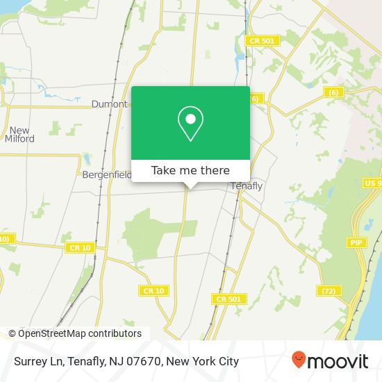 Mapa de Surrey Ln, Tenafly, NJ 07670