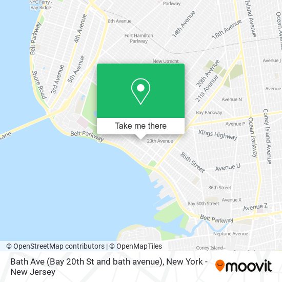 Bath Ave (Bay 20th St and bath avenue) map