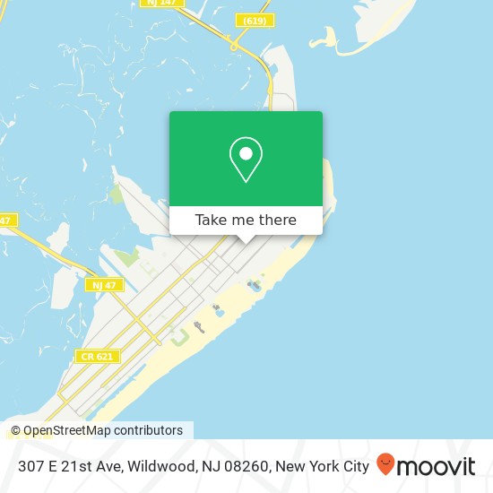 Mapa de 307 E 21st Ave, Wildwood, NJ 08260